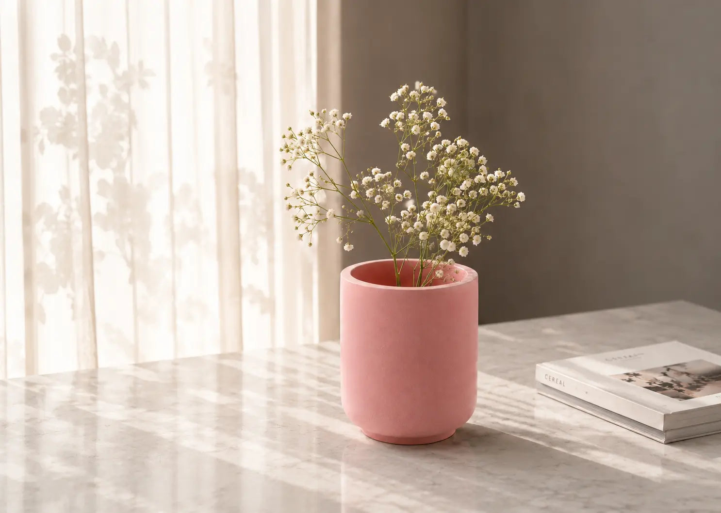 PhoolKalaa concrete vessel holding dried flowers