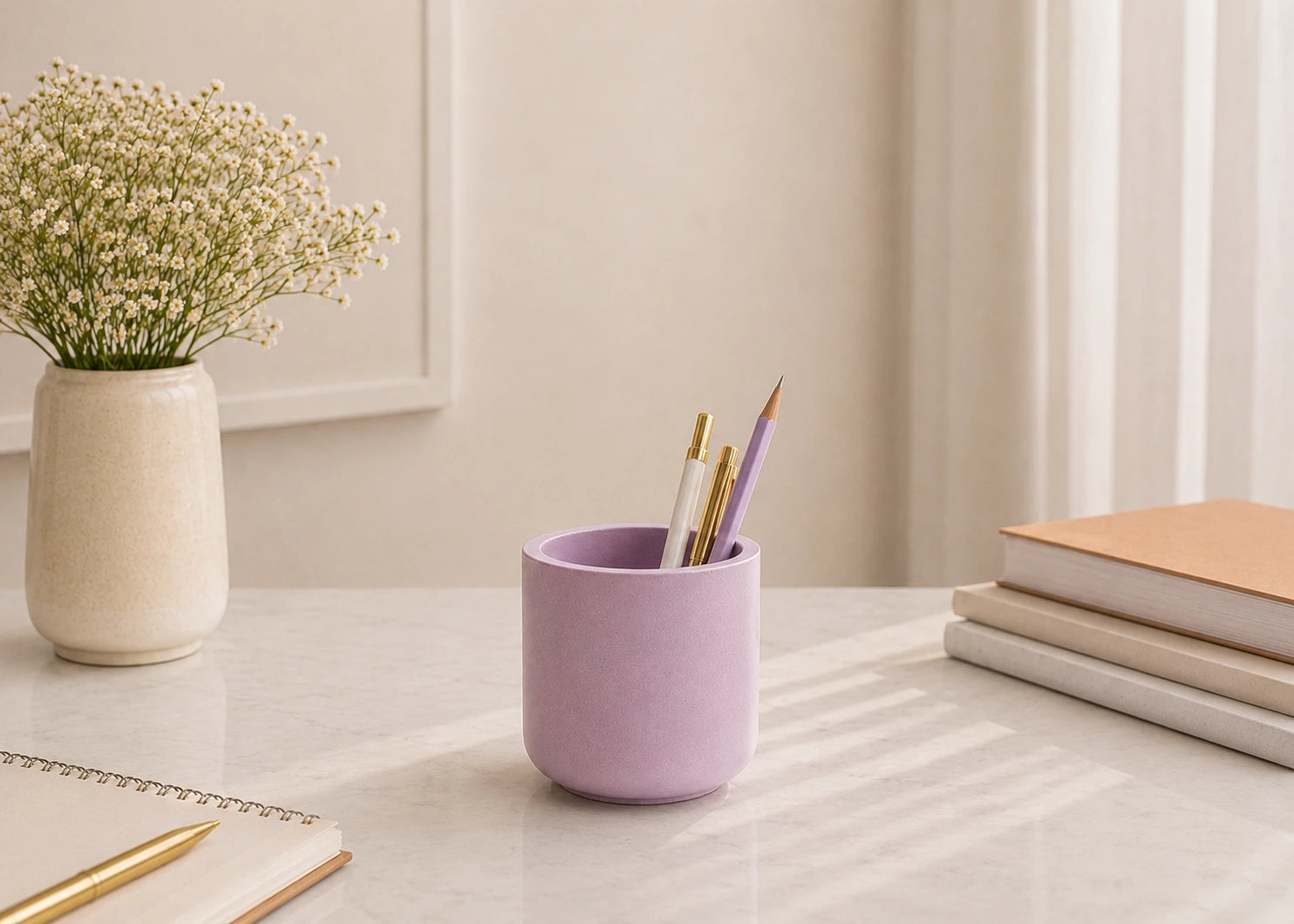 PhoolKalaa concrete vessel reused as a desk organizer