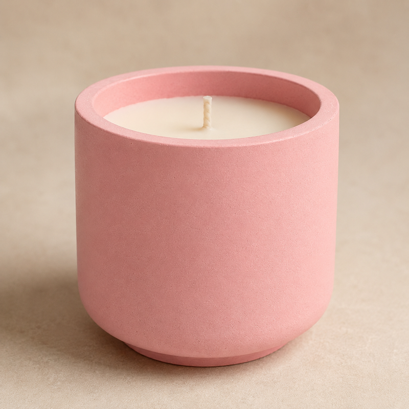 Raw concrete being molded into candle jars
